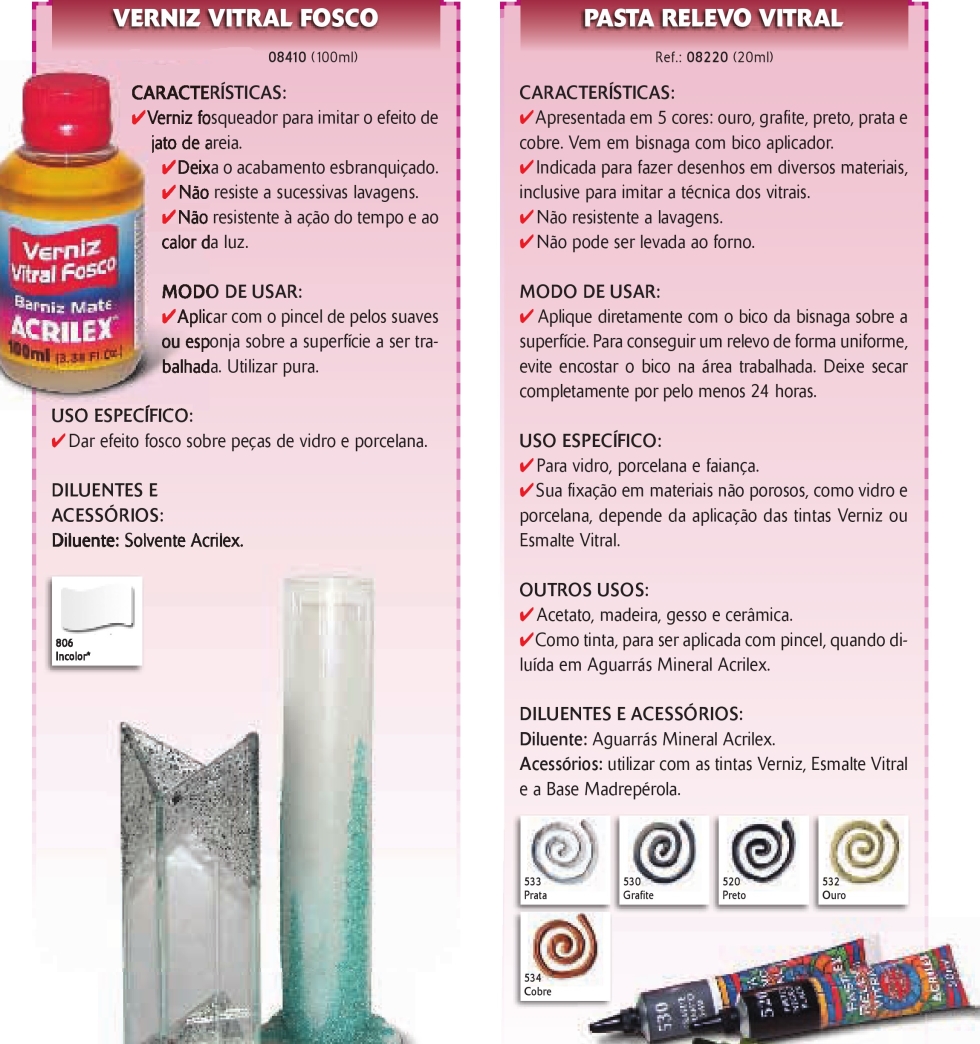 Pasta relevo, Vitral fosco
