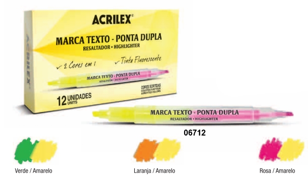 Acrilex - Marca texto ponta dupla